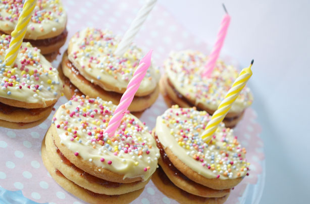 Biscuit birthday cakes
