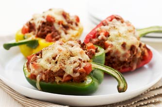 Cheesy Bolognese-stuffed peppers recipe
