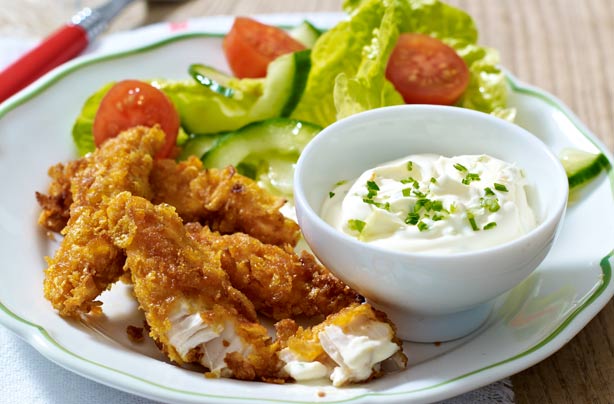 Cornflake chicken dippers
