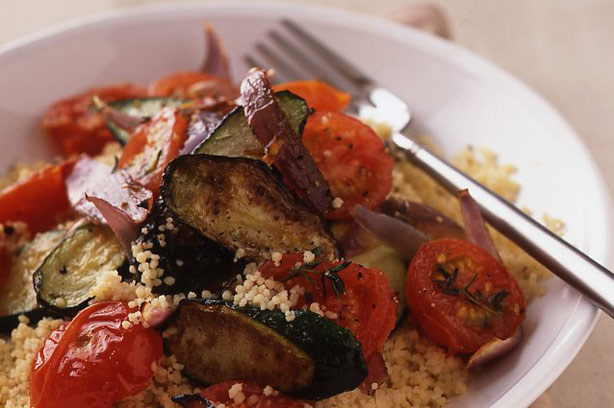 Roast courgette couscous recipe