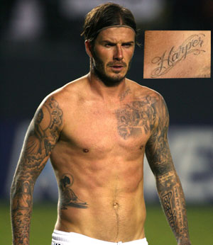 celebrity tattoos, beckham, becks,