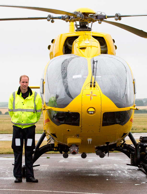 Prince William goes back to work as an air ambulance pilot, July 2015
