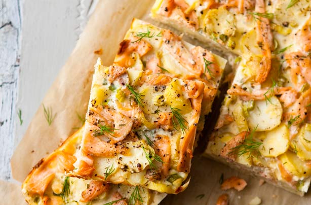 Potato and salmon quiche