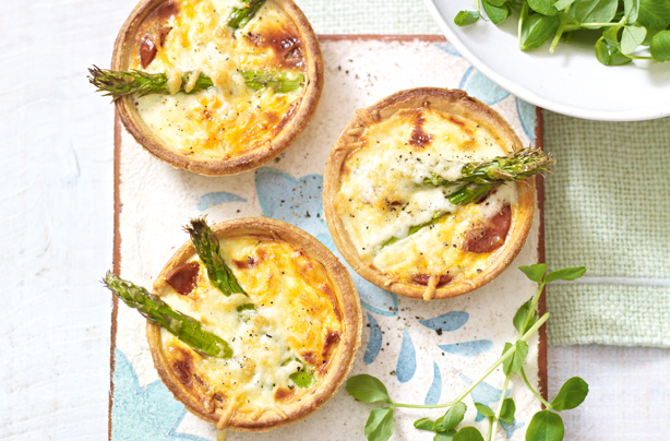 Chorizo and asparagus tarts