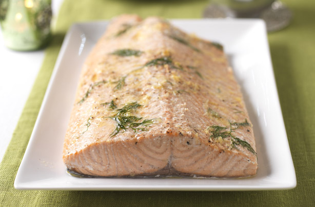 Roasted salmon with horseradish hollandiase