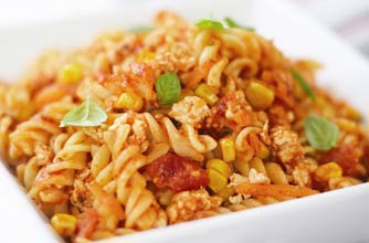 Spicy chicken and sweetcorn bolognese