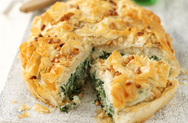 Spinach, feta and filo pie
