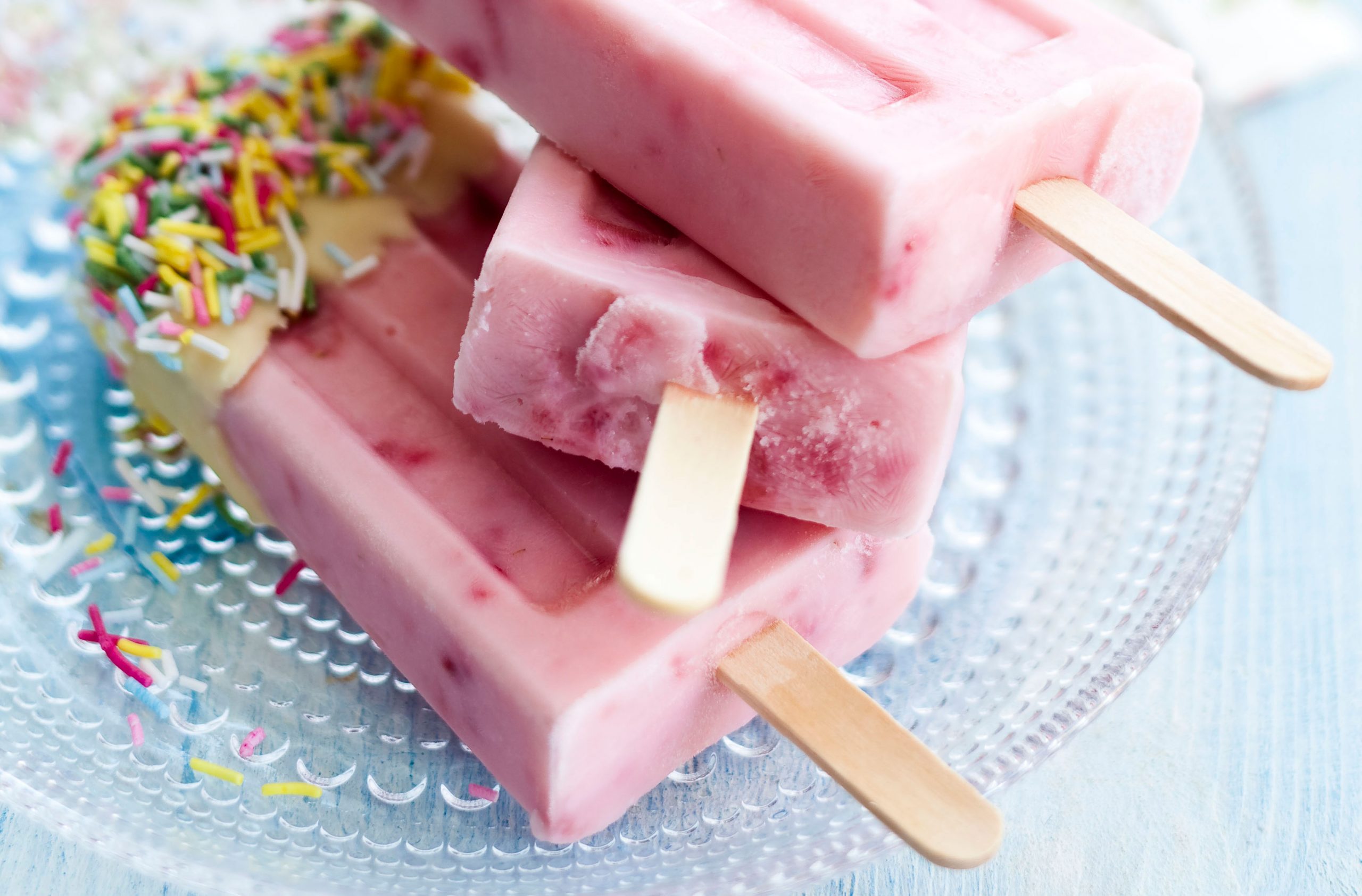 Strawberry ice lollies