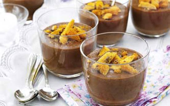Chocolate honeycomb mousse pots
