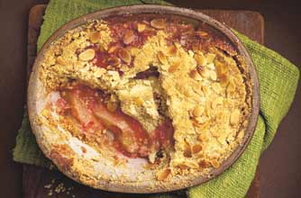 Pear, apple and raspberry crumble