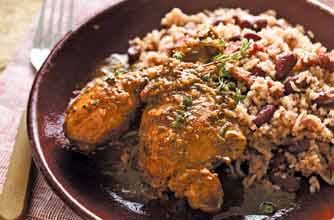 Woman's Weekly Jamaican rice and beans with jerk chicken