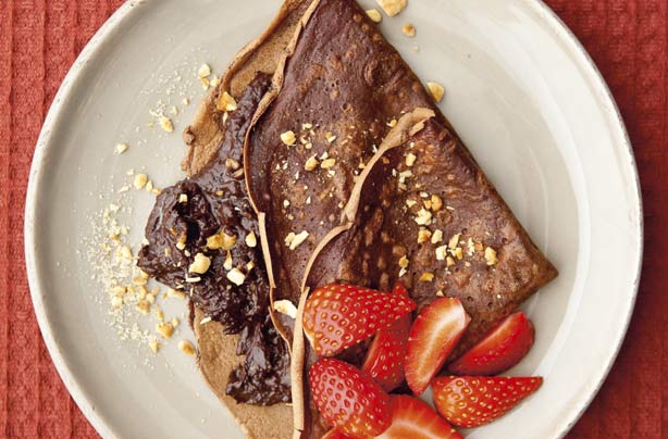 You'll flip over these irresistible, sweet, chocolate and nutty pancakes. You can rustle iti up in no time.