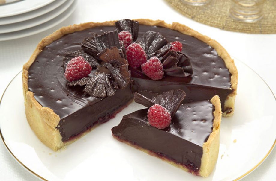Chocolate and raspberry tart
