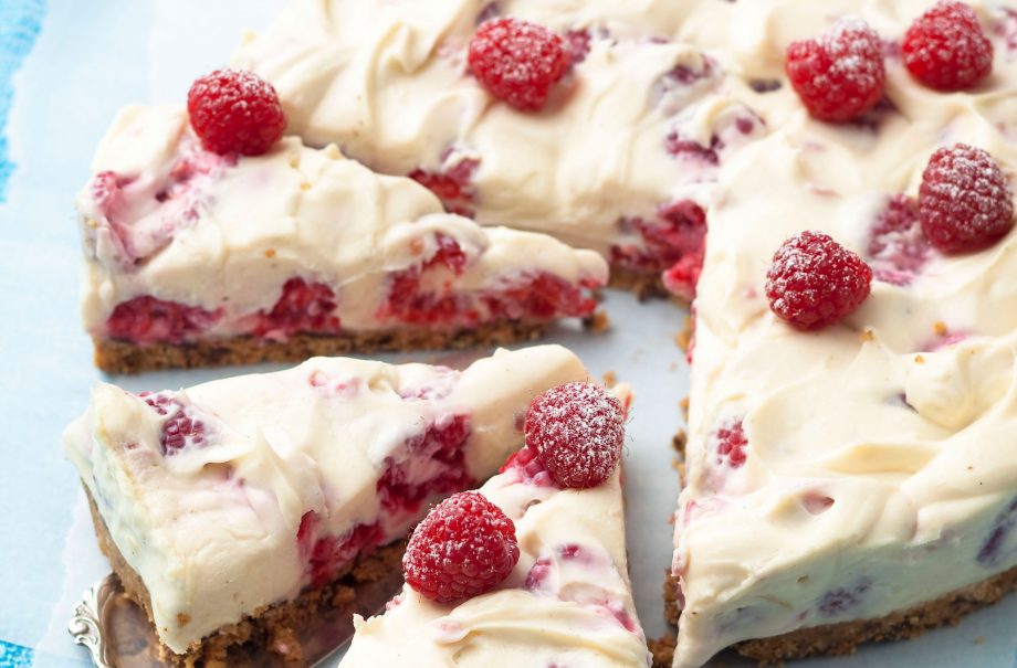 Dark and white chocolate raspberry cheesecake