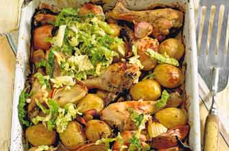 potato and chicken drumstick roast