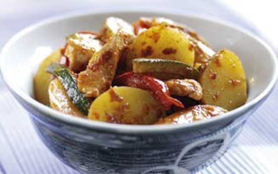 Mediterranean chicken and potato stir-fry