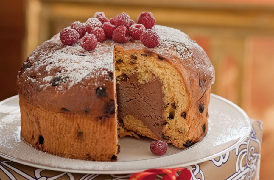 Panettone and dark chocolate bombe