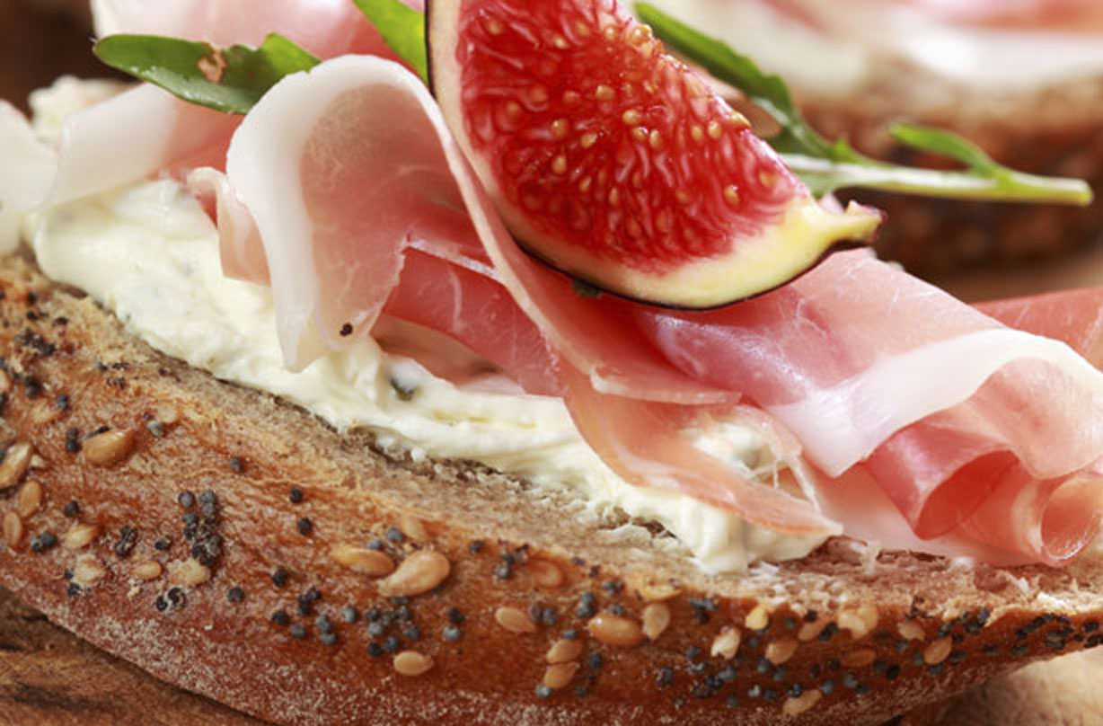Prosciutto and fig open sandwich