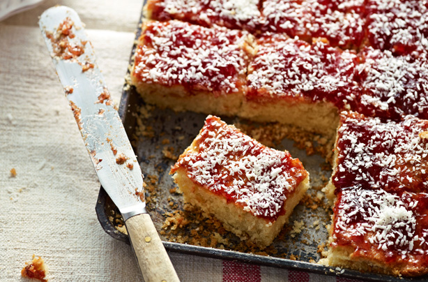Jammy coconut squares