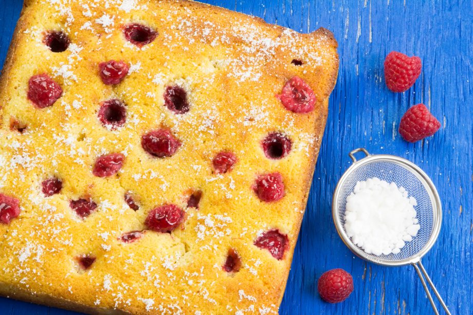 White chocolate and raspberry blondies