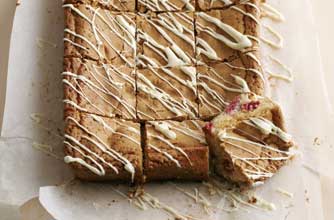 White chocolate and raspberry blondies