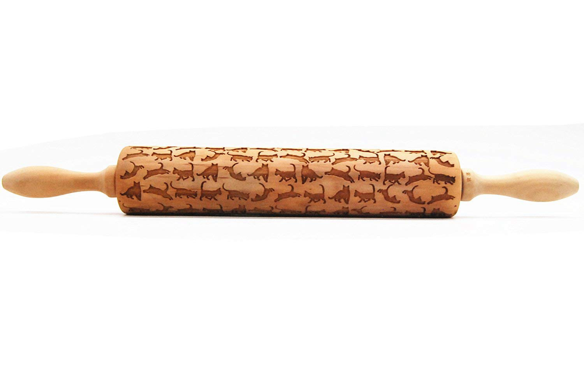 Wooden Laser Engraved Rolling Pin with Cats