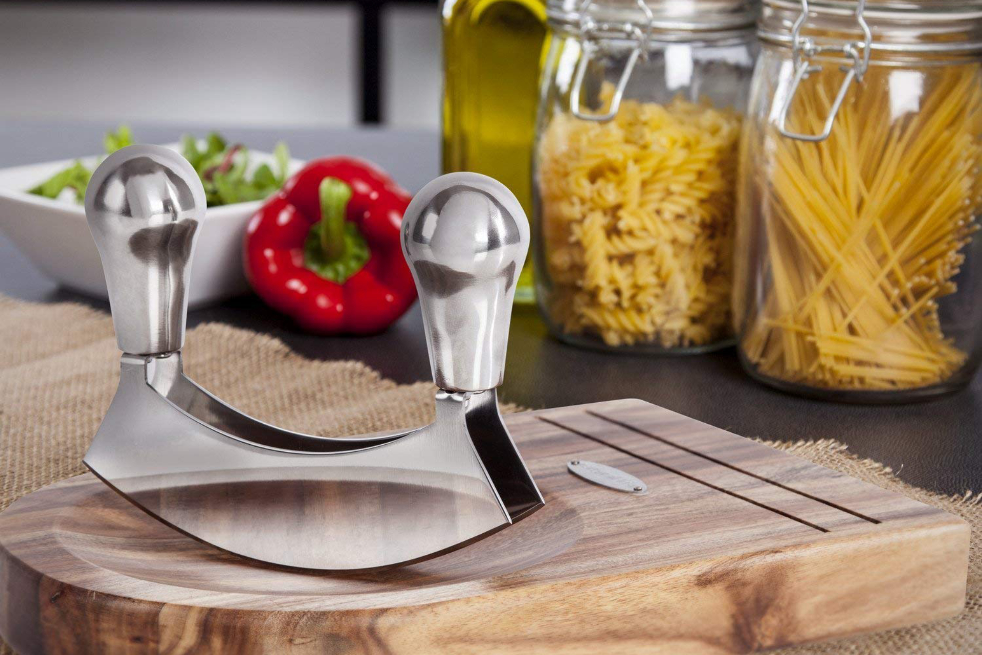 Natural Life Mezzaluna with Acacia Cutting Board