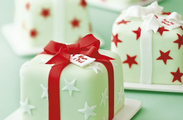 All wrapped up apricot and orange christmas cake