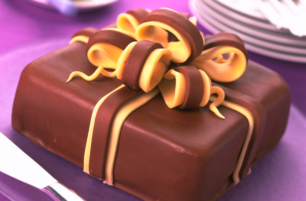 Chocolate and almond parcel cake