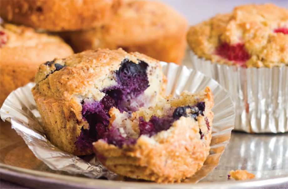 Gluten-free and sugar-free blueberry hazelnut muffins