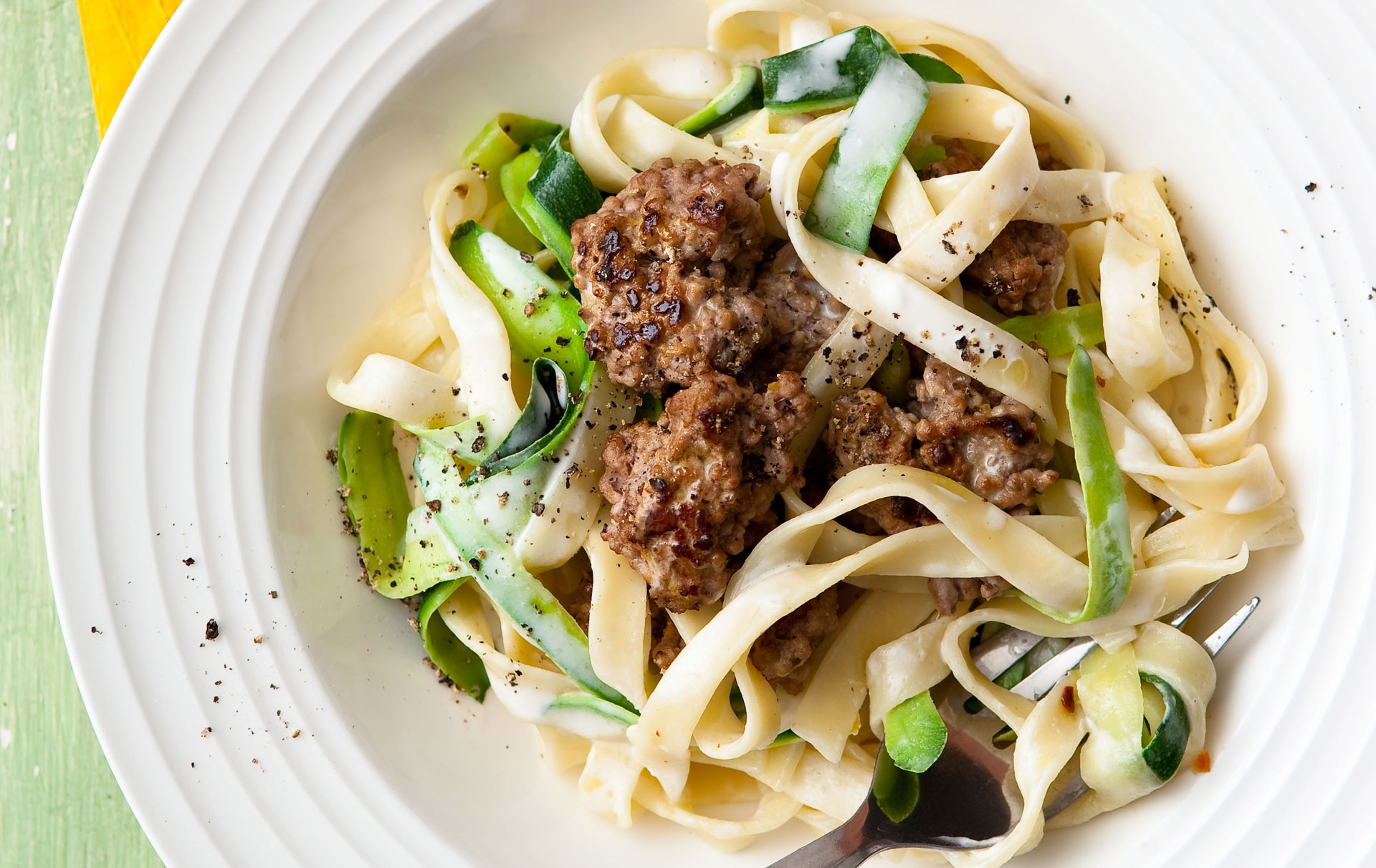 Meatballs with lemon tagliatelle