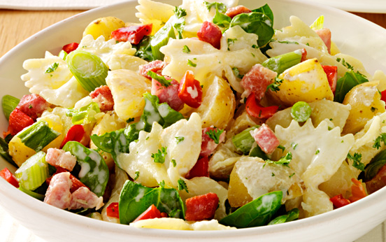 Pasta, potato and bacon salad