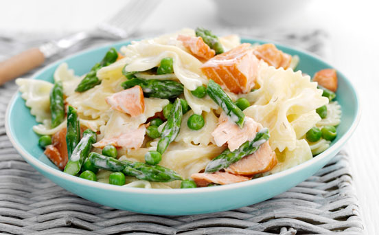 Salmon and pea pasta