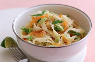 Pasta with smoked salmon cream sauce