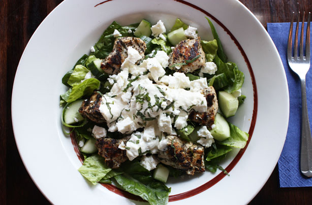 Warm chicken Tzatziki salad