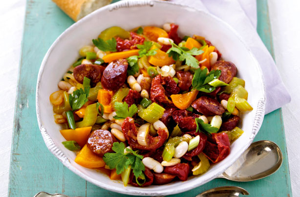 Chorizo and bean salad