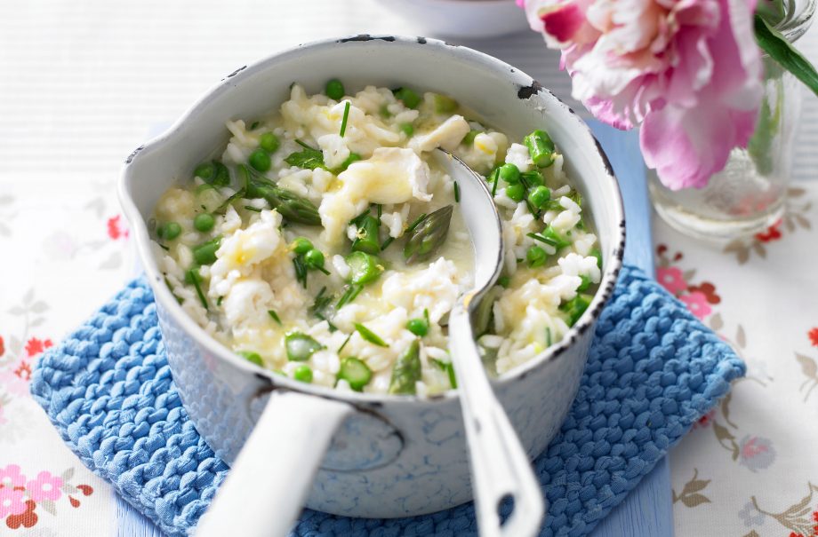 Asparagus and pea risotto