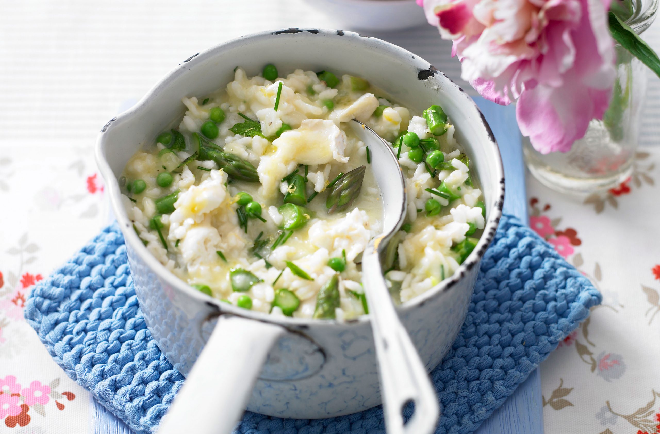 Asparagus and pea risotto