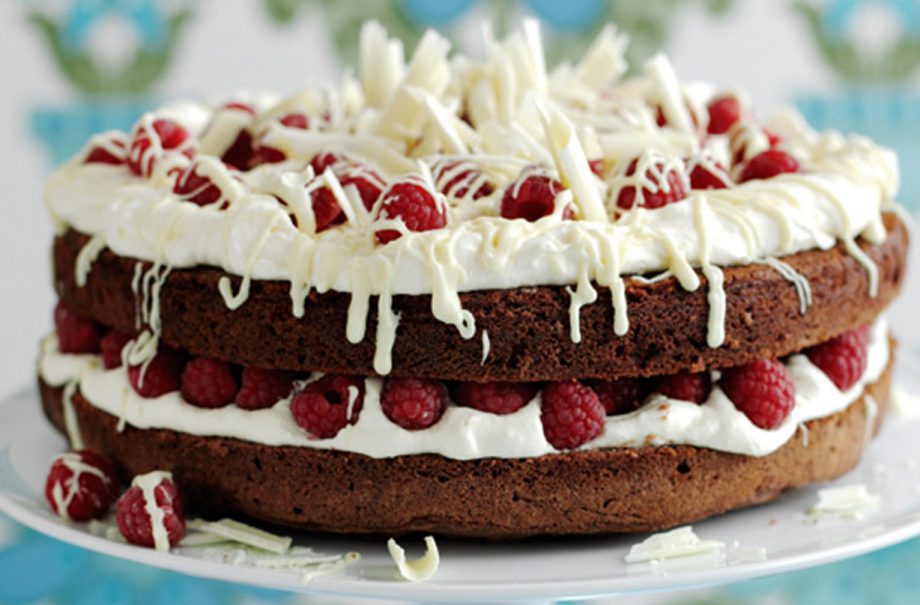 Double chocolate and raspberry cake
