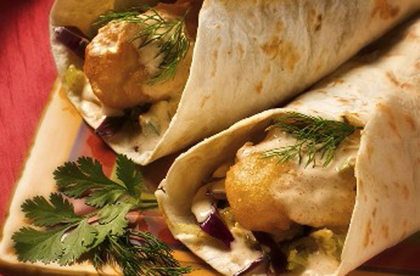 Fish finger and dill mayo wrap