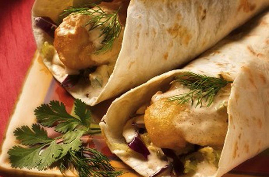 Fish finger and dill mayo wrap