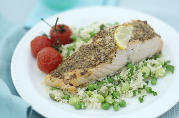 Grilled mustard salmon