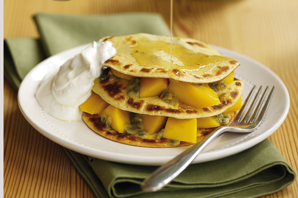 Mango and honey pancakes