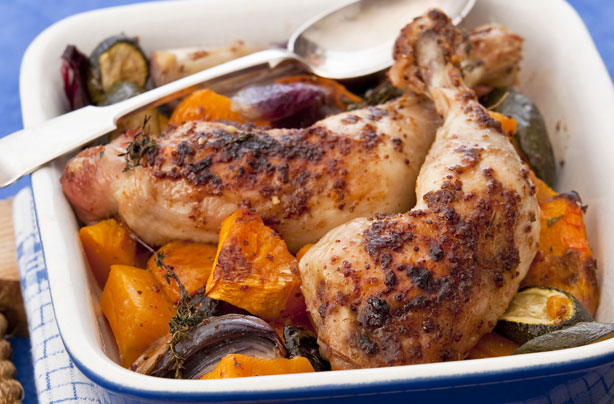 Maple-glazed chicken with butternut squash
