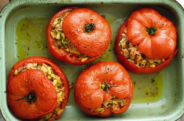 Moroccan rice-stuffed tomatoes