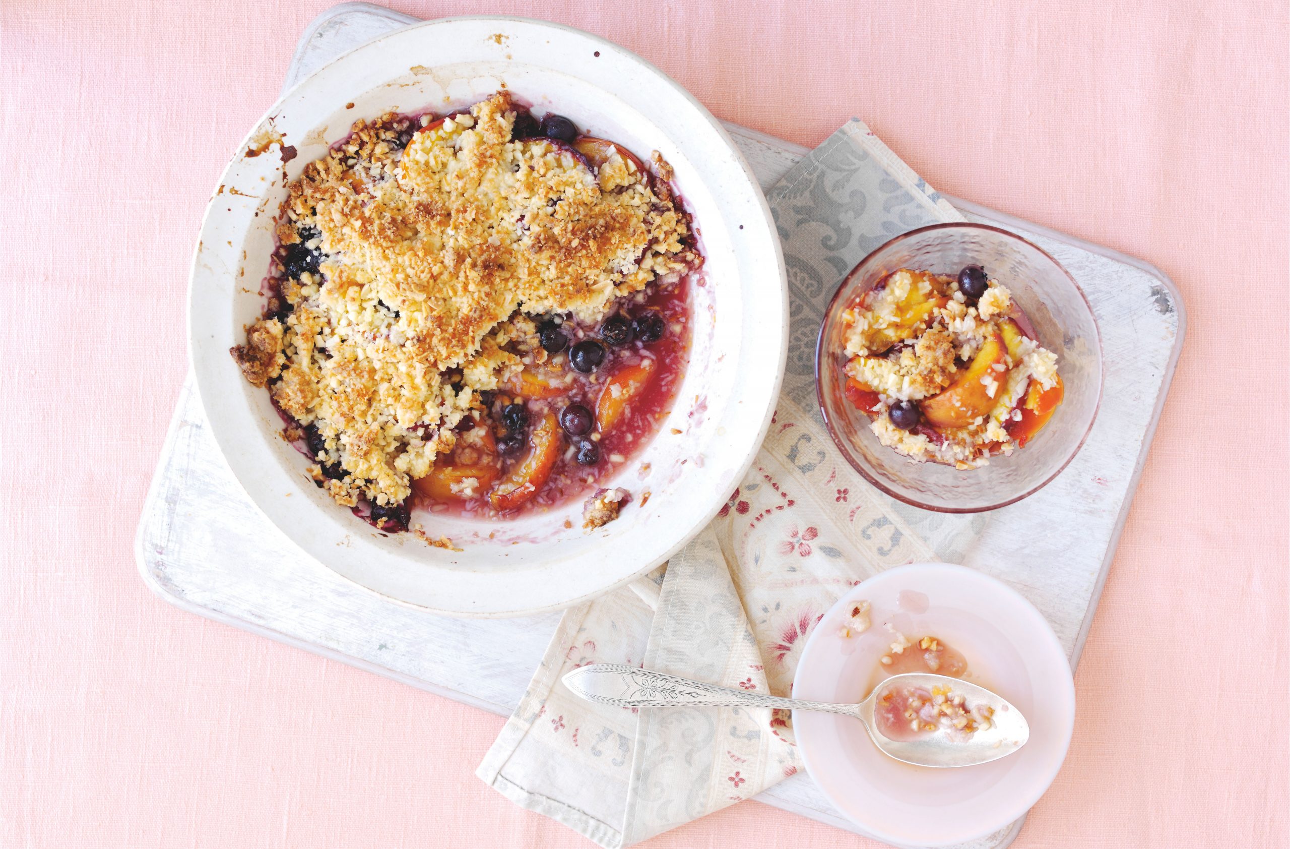 Peach and coconut crumble