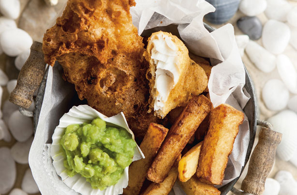 Beer-battered fish and double-cooked chips