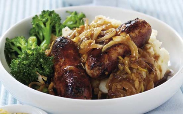 Bangers and apple mash