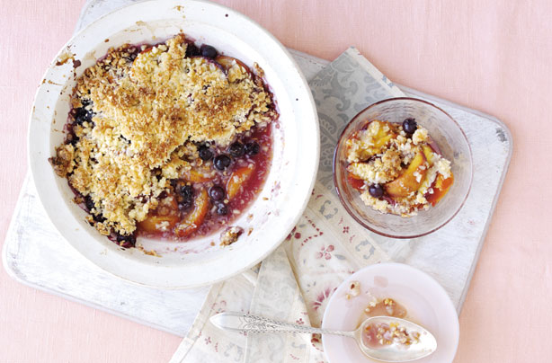 Peach and coconut crumble