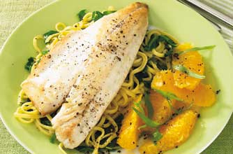 Sea bass with orange and tarragon salad